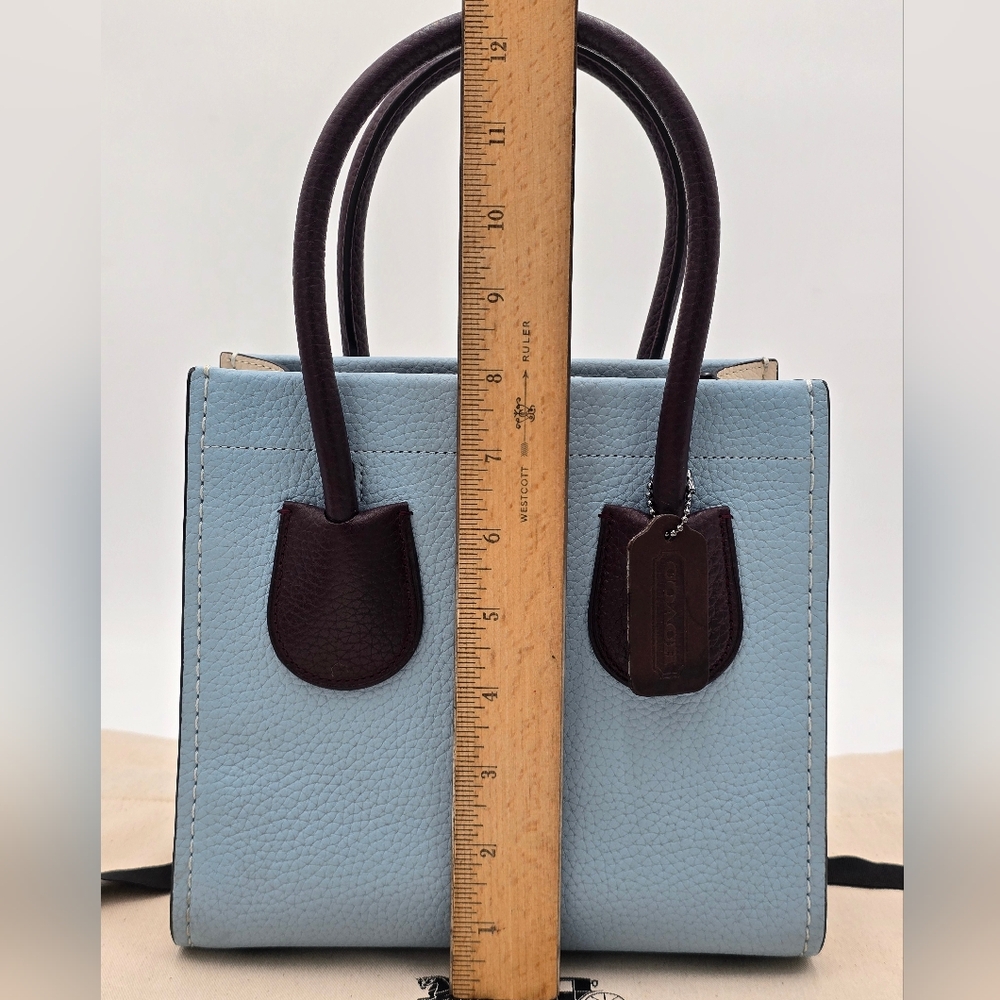 Coach Pebble Leather Cashin Carry Tote 22 In Colorblock, EUC - Picture 9 of 16
